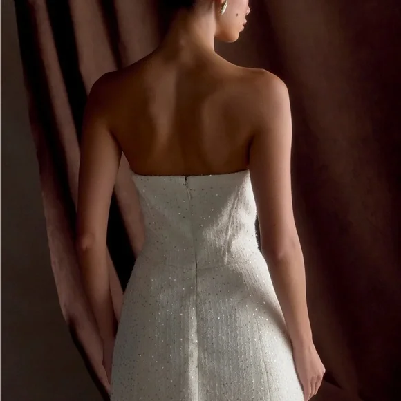 Meshki White Beaded Strapless Mini Dress - Picture 2 of 4